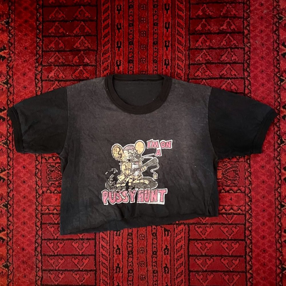 🌈Vintage "I'm on a Pussy Hunt" Crop Top🌈